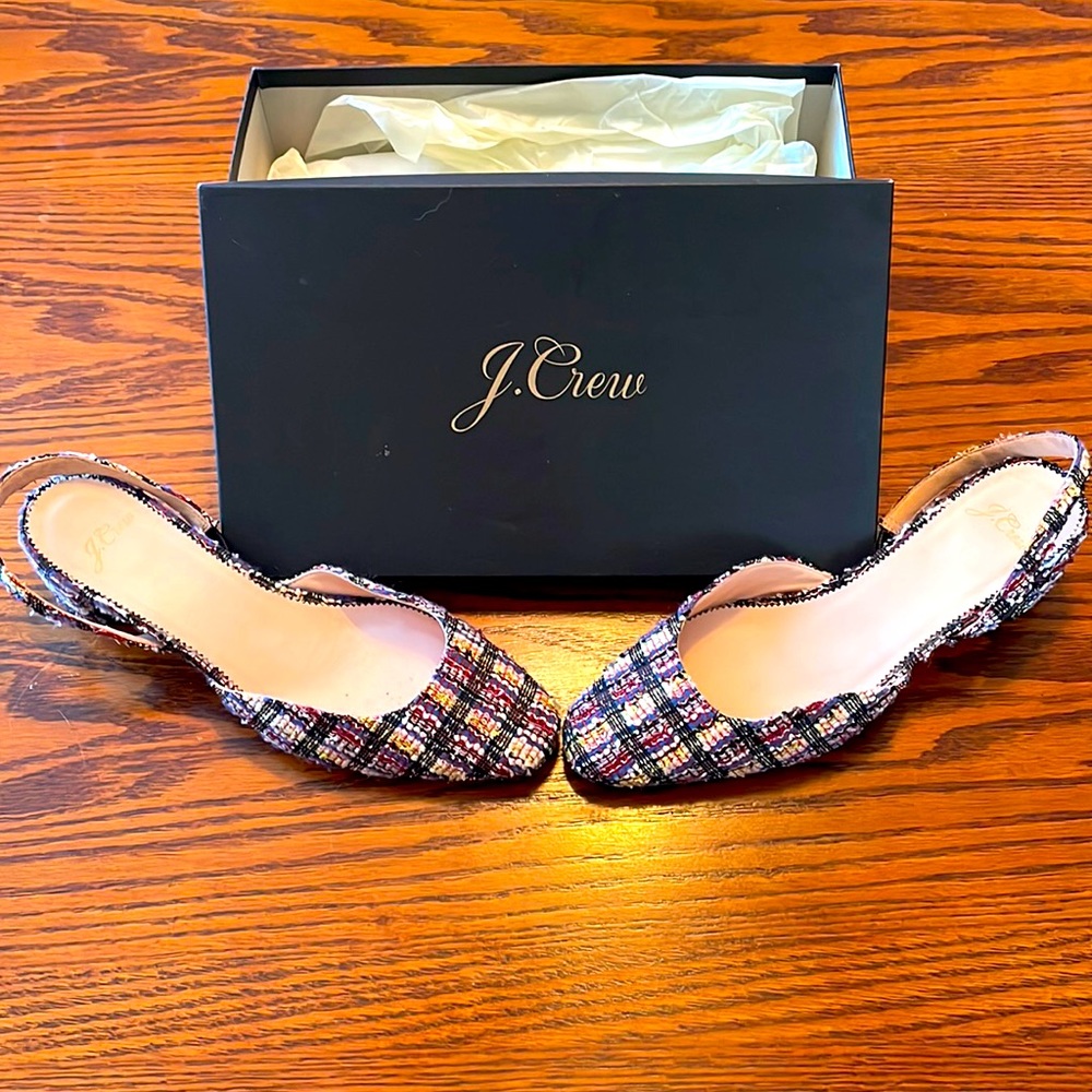 J.Crew Tweed slingback block heel pump. Gently worn/like new.